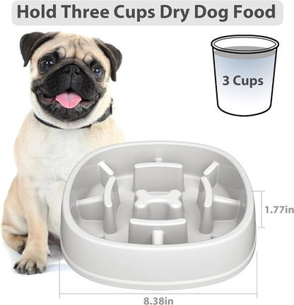 Dog Slow Feeder Bowl-Slow Feeder Dog Bowl for Small/Medium Dogs,3 Cups,For Dog Pet Slow Feeder by ,A-White-1