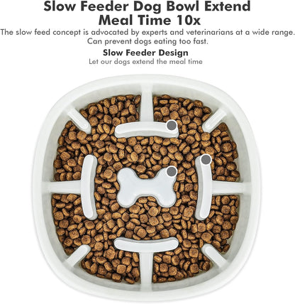 Dog Slow Feeder Bowl-Slow Feeder Dog Bowl for Small/Medium Dogs,3 Cups,For Dog Pet Slow Feeder by ,A-White-1